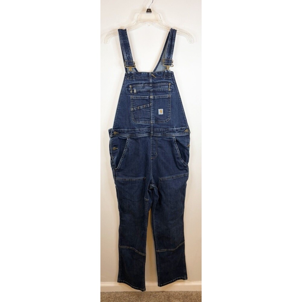 CARHARTT Women Relaxed Fit Denim Jeans Carpenters Bib Overalls Medium Workwear
